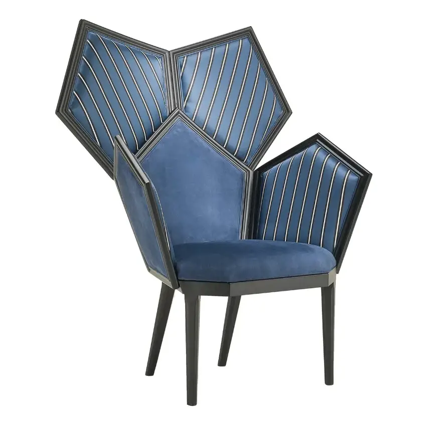 Modern metal armchair with wings