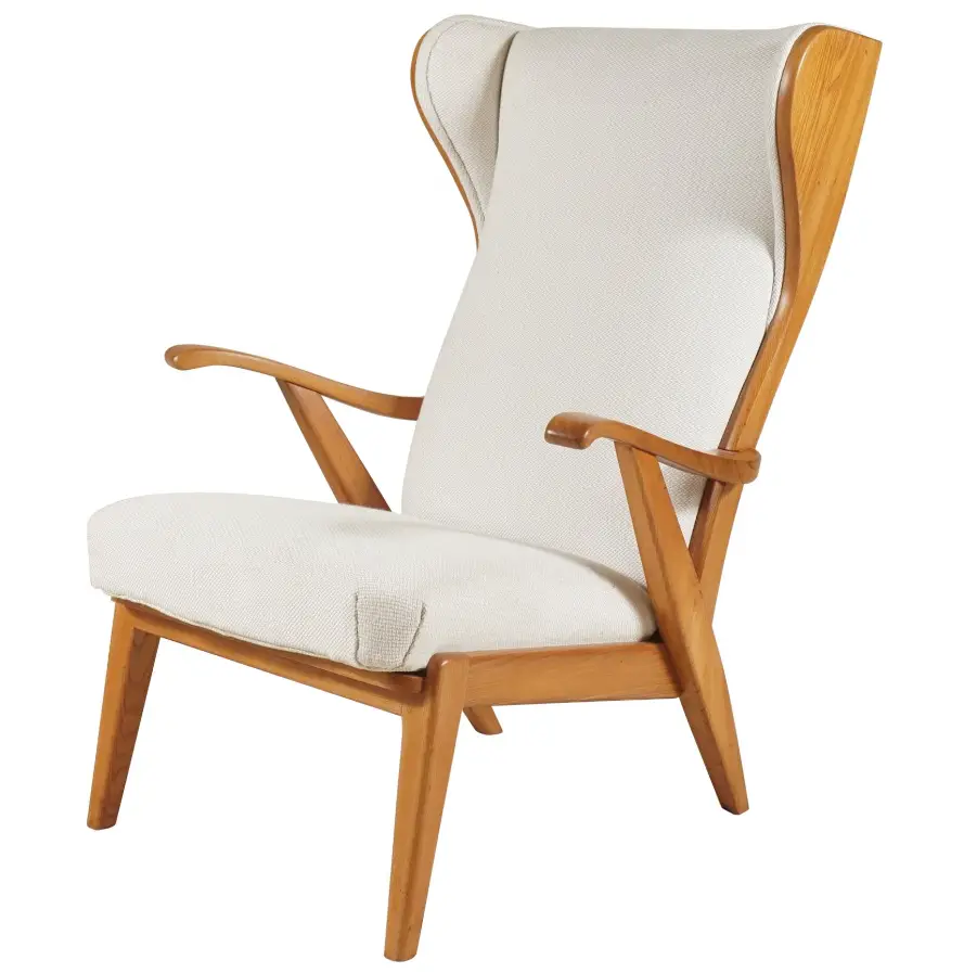 Wingback Curved Wooden Chair