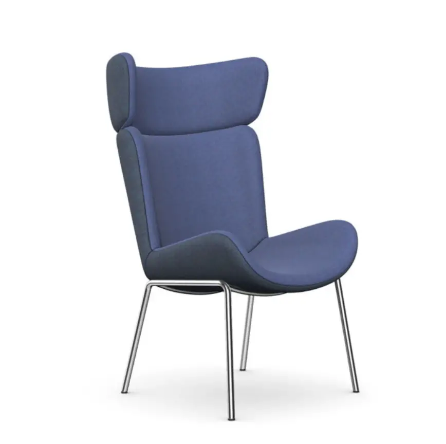 Wingback chair with steel legs